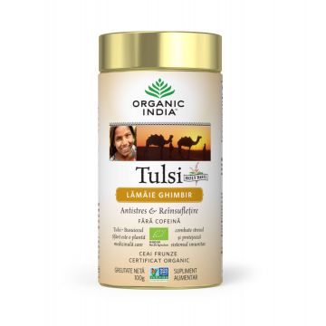 Ceai Tulsi (Busuioc Sfant) cu Lamaie si Ghimbir - 100g - Organic India