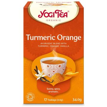 CEAI DIN CURCUMA, PORTOCALE SI VANILIE, 17 pliculete, eco-bio, YOGI TEA