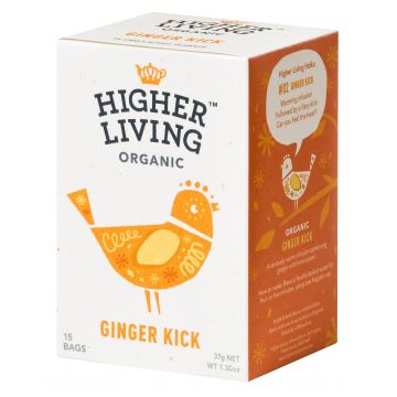 Ceai GHIMBIR - GINGER KICK eco-bio, 15 plicuri, Higher Living