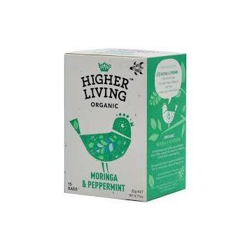 Ceai MORINGA si MENTA eco-bio, 15 plicuri, Higher Living