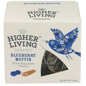 Ceai premium BLUEBERRY MUFFIN eco-bio, 20 plicuri, Higher Living