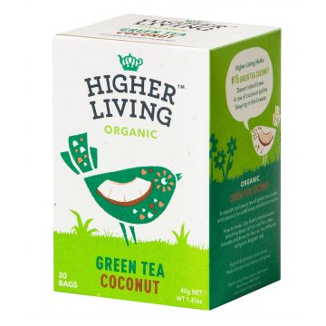 Ceai verde - COCOS - eco-bio, 20 plicuri, Higher Living