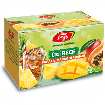 Ceai rece cu papaya mango si ananas, 12 plicuri, Fares