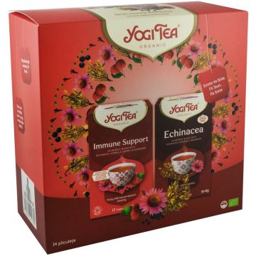 OFERTA 1x CEAI BIO SPRIJIN IMUNITAR, 17 PLICULETE X 1,8G (30,6G) + 1x CEAI BIO ECHINACEA, 17 PLICULETE 30.6 G YOGI TEA