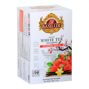 Ceai alb, White Tea Strawberry Vanilla, 25 plicuri, Basilur