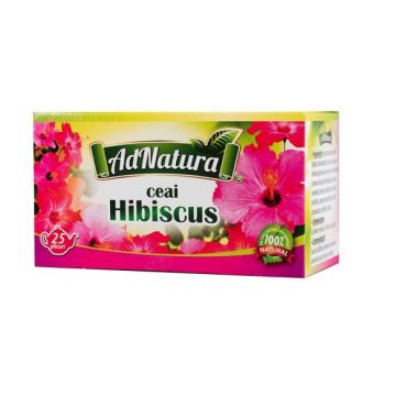 Ceai de hibiscus flori, 20 plicuri, AdNatura