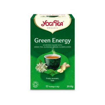 Ceai energie verde, bio, 17 pliculete, 30,6g, YogiTea