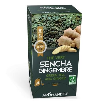 Ceai verde Sencha cu ghimbir bio 18 pliculete x 2g, Aromandise