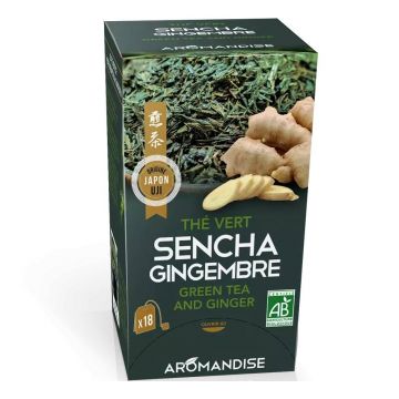 Ceai verde Sencha cu ghimbir, eco-bio, 18 pliculete x 2g - Aromandise