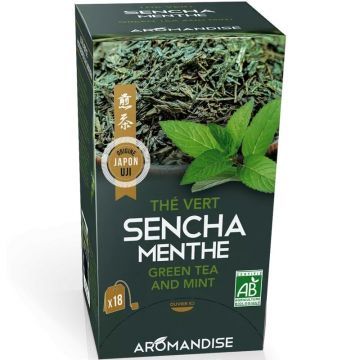 Ceai verde sencha cu menta bio 18dz x 2g 36g Aromandise