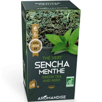 Ceai verde Sencha cu menta, eco-bio, 18 pliculete x 2g - Aromandise