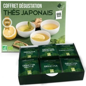 Cutie pentru degustare 6 tipuri de ceai japonez, eco-bio, 36 plicuri - Aromandise
