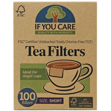 Filtre de ceai scurte, nealbite, fara clor, compostabile, 100 bucati, If You Care