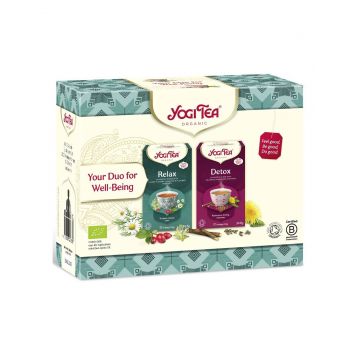 Pachet detoxifiere 2 cutii de ceai eco-bio, Ceai Relax + Ceai Detox, Yogi Tea