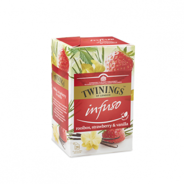 Twinings Infuso Rooibos Strawberry & Vanilla ceai rosu cu capsuni si vanilie 20 plicuri