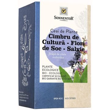 Ceai de Plante din Cimbru de Cultura cu Flori de Soc si Salvie Ecologic/Bio 18dz