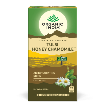 Ceai tulsi bio cu miere si musetel, 25 plicuri, Organic India