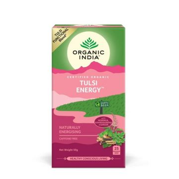 Ceai Tulsi Energy, Amestec Adaptogen Energizant Natural, bio, 25 plicuri, Organic India