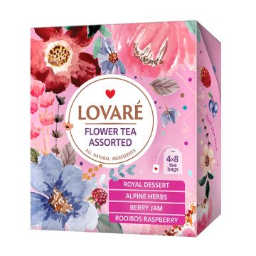 Colectie ceai Lovare Flower asortat 32 plicuri 4 arome 48 g