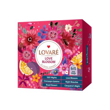 Colectie ceai Lovare Love Blossom asortat 90 plicuri 6 arome 165 g