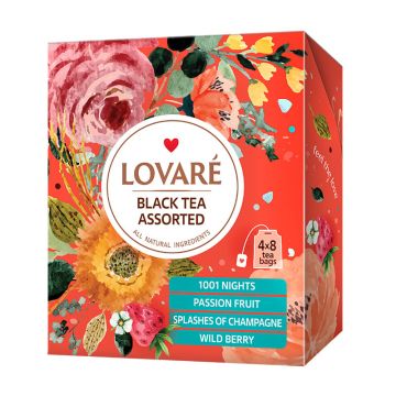 Colectie ceai negru Lovare asortat 32 plicuri 4 arome 64 g