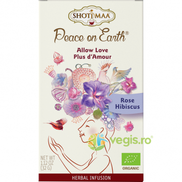 Ceai cu Trandafir si Hibiscus Peace on Earth Allow Love Ecologic/Bio 16dz