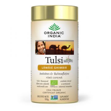 Ceai Tulsi cu Lamaie si Ghimbir, Antistres Natural 100g ECO| Organic India