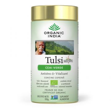 Ceai Verde Tulsi, Antistres & Vitalizant 100g ECO| Organic India