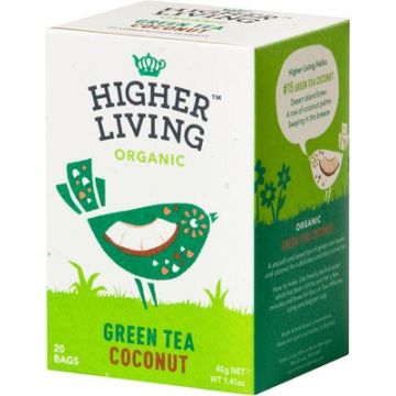 Ceai verde de cocos Bio, 40 plicuri, Higher Living