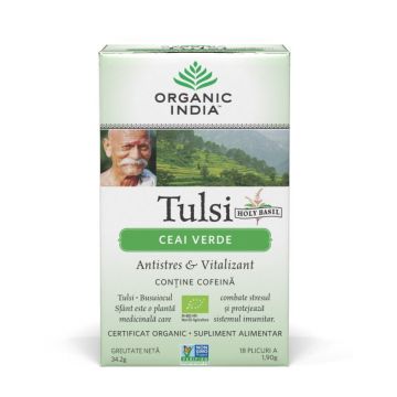 Tulsi Ceai Verde, 18 plicuri, Organic India