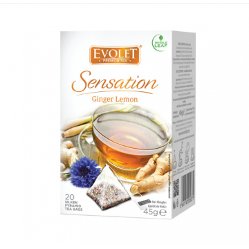 Ceai cu lamaie si ghimbir Sensation, 20 plicuri, Evolet