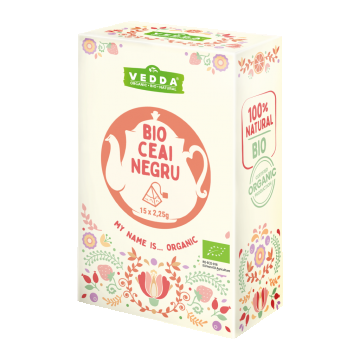 Ceai negru bio, 15 plicuri, Vedda