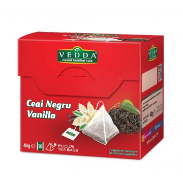 Ceai negru vanilla, 20 plicuri, Vedda