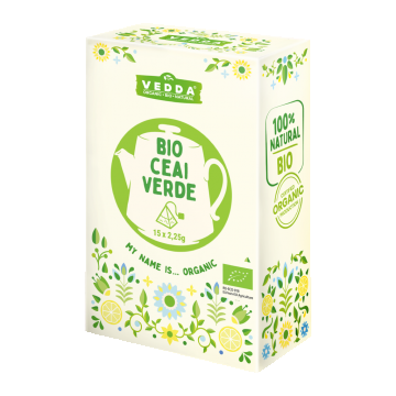 Ceai verde bio, 15 plicuri, Vedda