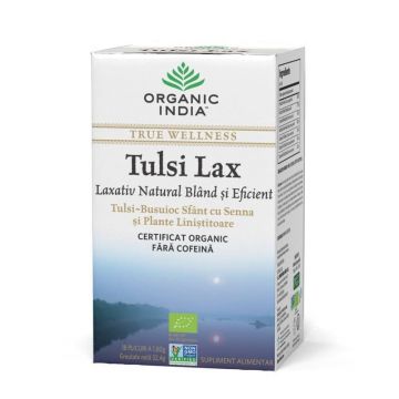 ORGANIC INDIA Ceai Tulsi Lax (Busuioc Sfant) | Laxativ Natural Bland si Eficient