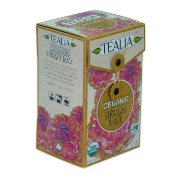 Tealia Organic Straight Black Ceai negru 20 plicuri piramida, 2g