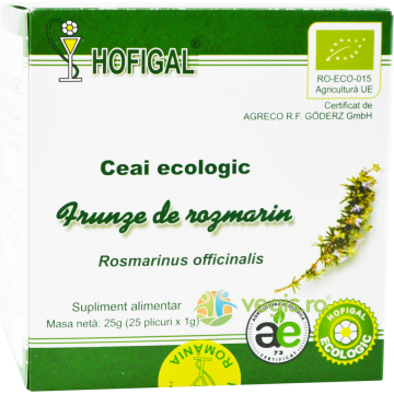 Ceai de Rozmarin Frunze Ecologic/Bio 25dz