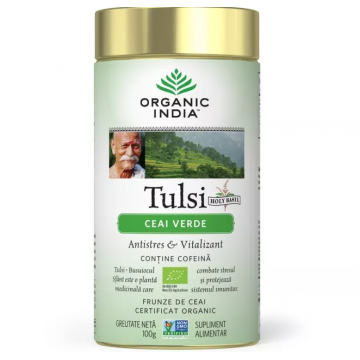 Ceai tulsi ceai verde 100g - ORGANIC INDIA Ceai tulsi ceai verde 100g - ORGANIC INDIA