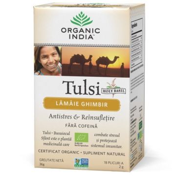 Ceai tulsi lamaie ghimbir 18dz - ORGANIC INDIA Ceai tulsi lamaie ghimbir 18dz - ORGANIC INDIA