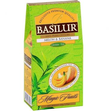 Ceai verde ceylon Magic Fruits pepene galben banana refill 100g - BASILUR