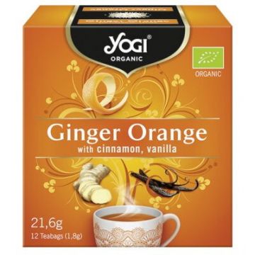 Ceai BIO cu portocale, ghimbir, scortisoara si vanilie, 12 plicuri 21,6g Yogi Tea