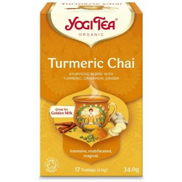 CEAI BIO CU TURMERIC (CURCUMA), 17 PLICULETE - 34G, YOGI TEA