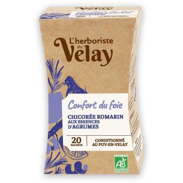 Ceai BIO cu ulei esential confort ficat (cicoare, rozmarin, lamaie) Velay 20 plicuri Ceai BIO cu ulei esential confort ficat (cicoare, rozmarin, lamaie) Velay 20 plicuri