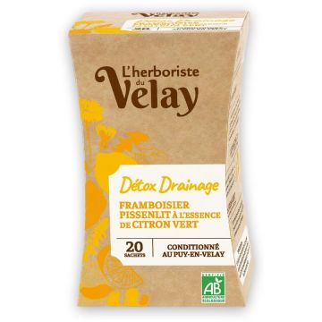 Ceai BIO cu ulei esential drenaj detoxifiant (zmeura, papadie si tei) Velay 20 plicuri Ceai BIO cu ulei esential drenaj detoxifiant (zmeura, papadie si tei) Velay 20 plicuri