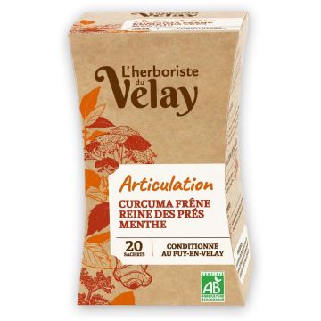 Ceai BIO cu ulei esential pentru articulatii (curcuma, cretusca, frunze frasin) Velay 20 gr