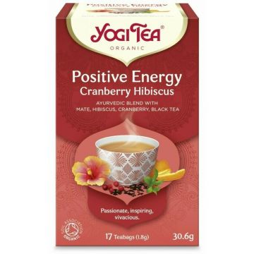 Ceai energie pozitiva merisor si hibiscus, bio, 17 pliculete, 30,6g, YogiTea