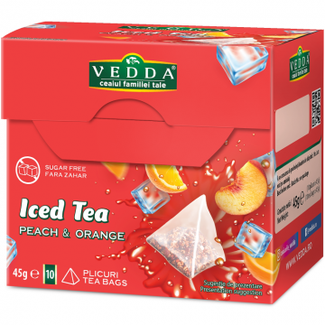 Ceai rece cu piersici portocale piramide 10x4,5g - VEDDA