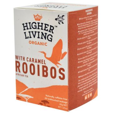 Ceai ROOIBOS si CARAMEL bio, 20 plicuri, Higher Living