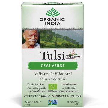 Ceai Tulsi (Busuioc Sfant) cu Ceai Verde 18 plicuri BIO