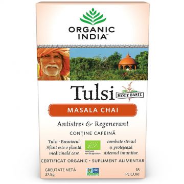 Ceai Tulsi (Busuioc Sfant) Masala Chai 18 plicuri BIO